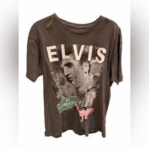 Graceland Elvis Graphic T-Shirt Pink Cadillac Grey Size Large